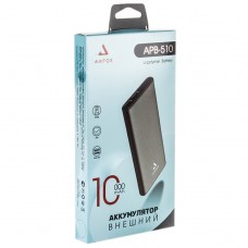 Внешний аккумулятор Power Bank AMFOX APB-510, 10000 mAh, Li-Pol, 2,4A вх/вых, USBx2,  microUSB, Type-C, черное