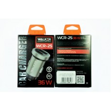 AЗУ WALKER WCR-25, 3А, 36Вт, USBx1/Type-Cx1, быстрая зарядка QC 3.0+PD, черное