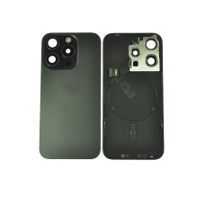Задняя крышка для iPhone 15 Pro grey со стеклами камеры+шлейф на беспроводную зарядку, вспышку, микрофон (снятая БУ) ORIG
