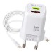 СЗУ WALKER WH-71 GaN, 2в1, 3А, 33Вт, USB/Type-C, поддержка QC/PD + кабель Type-C-Lightning, белое