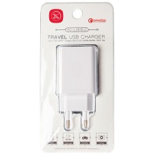СЗУ XO-L127, 18Вт, USB, поддержка QC, + кабель Lightning, белое