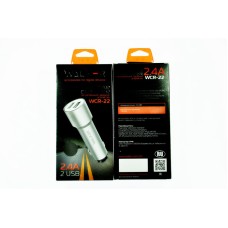 AЗУ WALKER WCR-22, 2.4А, 12Вт, USBx2, блочок (удлиненный корпус), черное