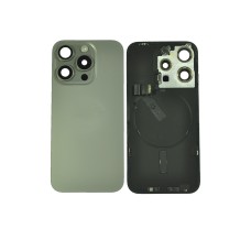 Задняя крышка для iPhone 15 Pro Natural Titanium со стеклами камеры+шлейф на беспроводную зарядку, вспышку, микрофон ORIG