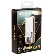 СЗУ WALKER WH-65 GaN, 3,25А, 65Вт, Type-Cx1, быстрая зарядка PD, блочок, белое