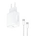 СЗУ WALKER WH-39, 3А, 20Вт, Type-Cx1, быстрая зарядка PD, + кабель Type-C белое