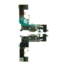 Шлейф для iPhone SE с разъемом audio и заряд черный ориг