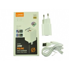 СЗУ USB LDNIO A2318C 20W PD USB-C:5V-3A,9V-2.2A,12V-1.67A(20W) USB-A:5V-3A,9V-2A,12V-1.5A(18W) с кабелем Type C