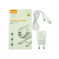 Сетевое зарядное устройство USB LDNIO A2218 2 USB с кабелем Type C 2400 мАч Сетевое зарядное устройство USB LDNIO A2218 2 USB с кабелем Type C 2400 мАч