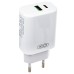Сетевое зарядное устройство XO-L85A 3А 20Вт Type-Cx1/USBx1 быстрая зарядка QC 3.0+PD