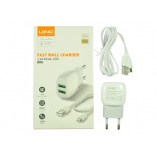 Сетевое зарядное устройство USB LDNIO A2218 2 USB с кабелем micro USB 2400 мАч Сетевое зарядное устройство USB LDNIO A2218 2 USB с кабелем micro USB 2400 мАч