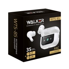Наушники TWS WALKER WTS-85, шумопод. ANC, эквалайзер, Bluetooth 5.4, сенсорный дисплей, белые