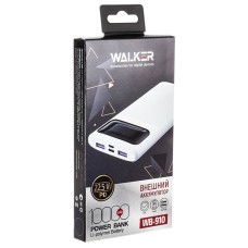 Внешний аккумулятор Power Bank Walker WB-910, 22,5Вт, 10000 мАч, Li-Pol, 3A вх/вых, быстрая зарядка PD, диспл, белое Внешний аккумулятор Power Bank Walker WB-910, 22,5Вт, 10000 мАч, Li-Pol, 3A вх/вых, быстрая зарядка PD, диспл, белое