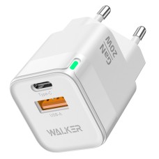 Сетевое зарядное устройство WALKER WH-42 GaN, 3А, 20Вт, Type-Cx1, быстрая зарядка QC 3.0+PD, блочок, белое Сетевое зарядное устройство WALKER WH-42 GaN, 3А, 20Вт, Type-Cx1, быстрая зарядка QC 3.0+PD, блочок, белое