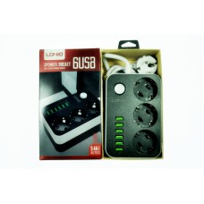 Сетевой фильтр LDNIO SE3631 3 розетки 2500W+6 USB 3400 мАч Сетевой фильтр LDNIO SE3631 3 розетки 2500W+6 USB 3400 мАч