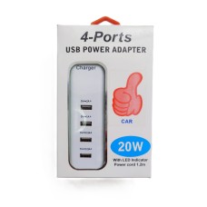 Автомобильное зарядное устройство USB порт 4000 мАч 4 USB 20W Автомобильное зарядное устройство USB порт 4000 мАч 4 USB 20W