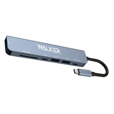 Адаптер Walker WHUB-71 7в1 PD 100 Вт/Type C/USB 2.0/USB 3.0/HDMI/Micro SD/SD Адаптер Walker WHUB-71 7в1 PD 100 Вт/Type C/USB 2.0/USB 3.0/HDMI/Micro SD/SD