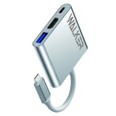 Адаптер Walker WHUB-35 3в1 Type C-Type C-USB A-HDMI Адаптер Walker WHUB-35 3в1 Type C-Type C-USB A-HDMI