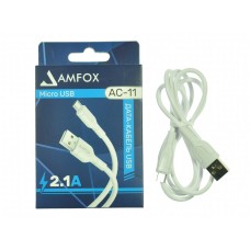 Кабель USB Micro USB AMFOX AC-11 2.1A белый Кабель USB Micro USB AMFOX AC-11 2.1A белый