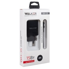 Сетевое зарядное устройство WALKER WH-35, 2.4А, 15Вт, USBx1, быстрая зарядка QC 3.0 + кабель для Lightning