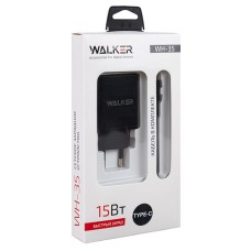 Сетевое зарядное устройство WALKER WH-35, 2.4А, 15Вт, USBx1, быстрая зарядка QC 3.0 + кабель Type-C