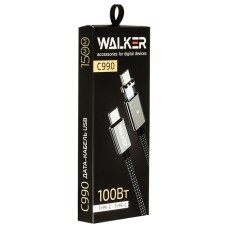 Кабель Type C-Type C Walker C990, (1.5 м), 100W, магнитный, PD, индикатор, нейлон, черный