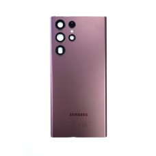Задняя крышка для Samsung SM-S908/S22 Ultra со стёклами камеры (снятая БУ) бордовый ориг 100%