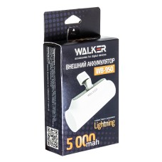 Внешний аккумулятор Power Bank Walker WB-950 Mini, 5000 mAh, Li-Pol, 2.1A, для Lightning, подставка, белый