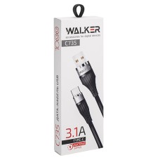 Кабель USB Type-C WALKER C735, (1 метр), прорезиненный, с металл. разъемом, черный Кабель USB Type-C WALKER C735, (1 метр), прорезиненный, с металл. разъемом, черный