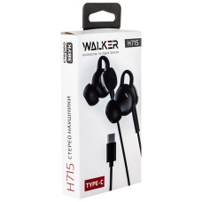 Стереонаушники WALKER H715, TYPE-C, микрофон, кнопка ответа, рег.громкости, черные Стереонаушники WALKER H715, TYPE-C, микрофон, кнопка ответа, рег.громкости, черные