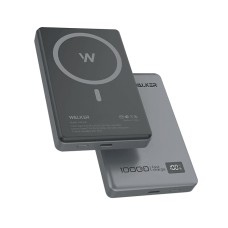 Внешний аккумулятор Power Bank Walker WB-920, PREMIUM, беспроводной, для Magsafe, 10000 mAh, Li-Pol, 20W, PD+Qi, металл, cерый