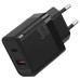 Сетевое зарядное устройство WALKER WH-43 GaN, 3А, 35Вт, USB/Type-C, поддержка QC+PD, черное