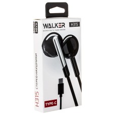 Стереонаушники WALKER H315, TYPE-C, микрофон, кнопка ответа, черные