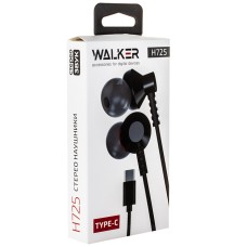 Стереонаушники WALKER H725, TYPE-C, микрофон, кнопка ответа, рег.громкости, черные