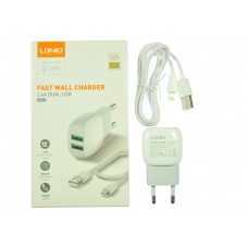 СЗУ USB LDNIO A2218 2 USB с кабелем Lightning USB 2400mAh