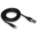Кабель USB для iPhone Lightning WALKER C735, (2 метра), прорезиненный, с металл. разъемом, черный